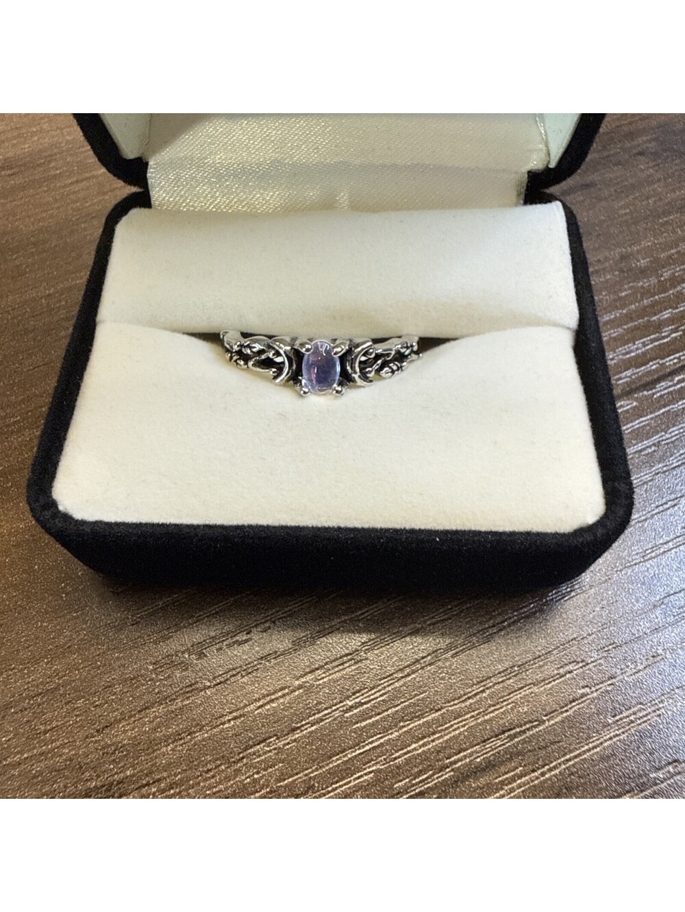 Crescent Moon Silvery Tone Ring Size 10